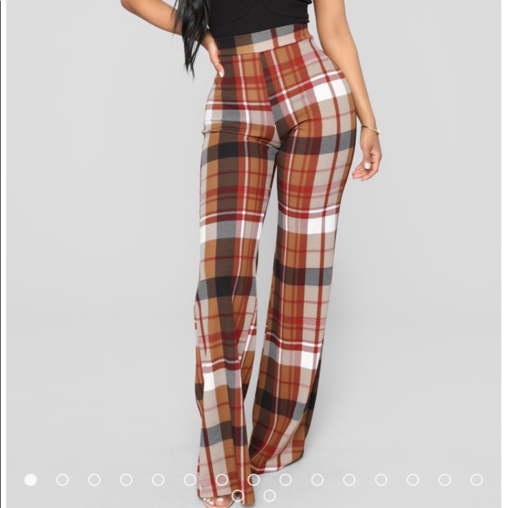 Plaid print flare pant